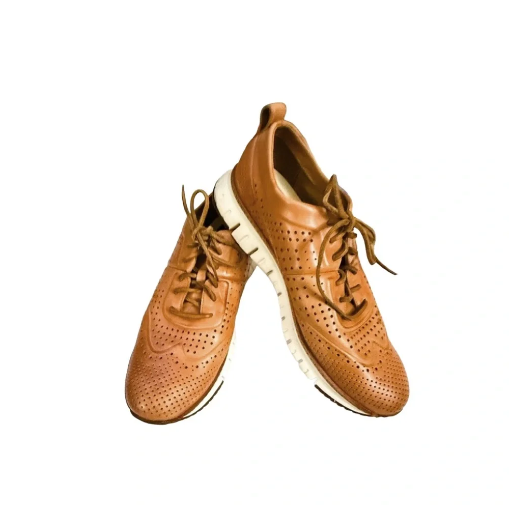 COLE HAAN Tan Leather Wingtip Oxford Men’s 10 M